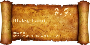 Hlatky Fanni névjegykártya